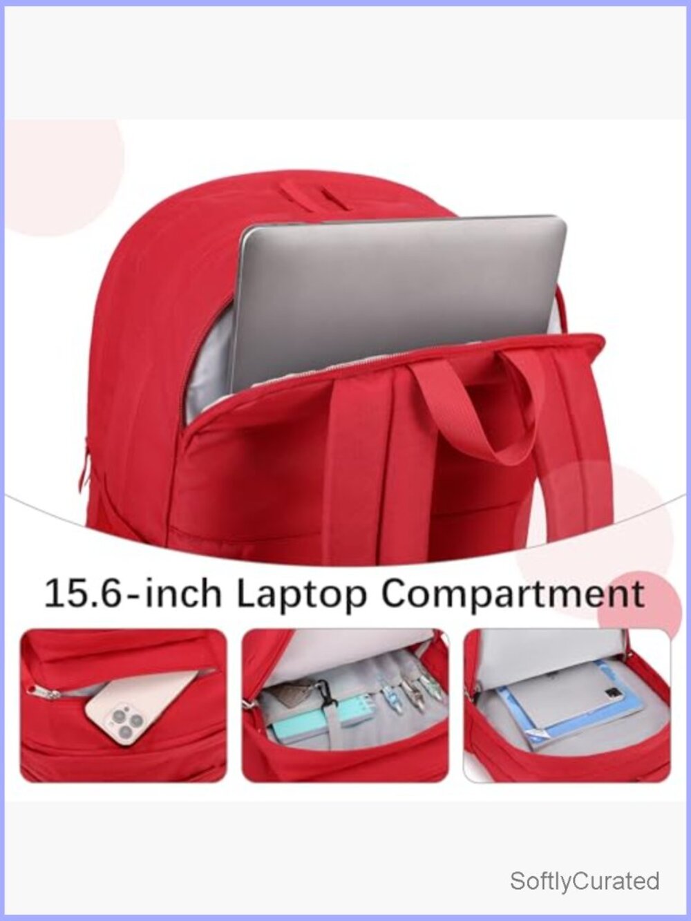34L Laptop Backpack Water-Resistant School Bookbag Travel Daypack - Picture 5 of 6